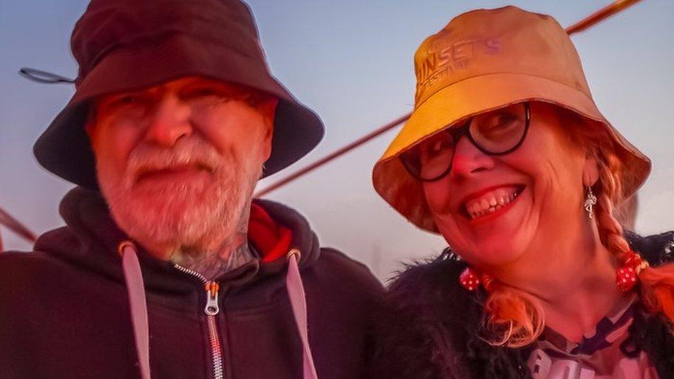 Lee and Kazzy in a hot air balloon in Morocco