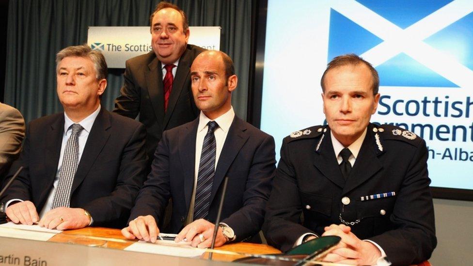 Alex Salmond, Peter Lawell, Martin Bain and Sir Stephen House