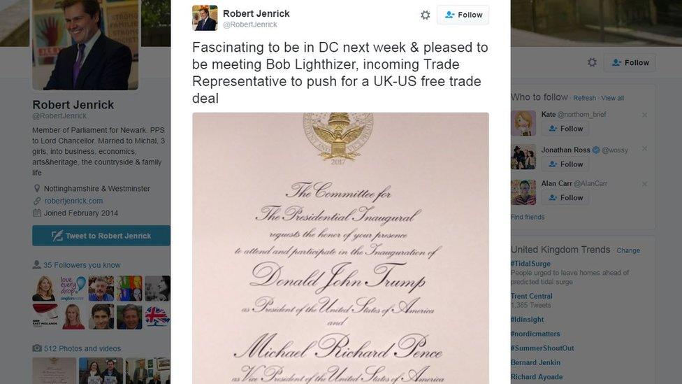 Robert Jenrick tweet: "Fascinating to be in DC next week & pleased to be meeting Bob Lighthizer, incoming Trade Representative to push for a UK-US free trade deal"