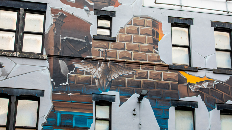 Liver bird in Harrington Street mural