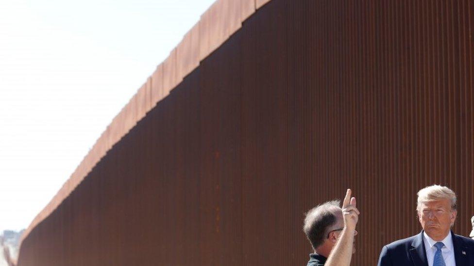 President Trump visits a section of the US-Mexico border wall