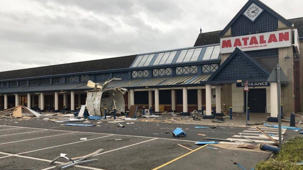 The damaged kiosk