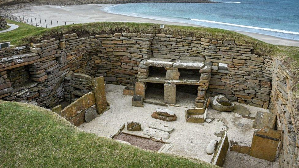 visited Skara Brae in a windswept Orkney today. I is an amazing insight into how people lived 4500 years ago and has been designed a World Heritage Site.