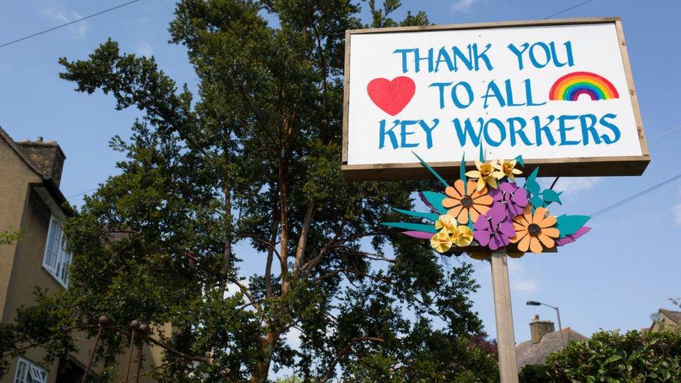 Sign saying thank you to all key workers