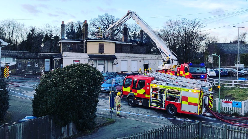 Fire at Saxmundham station