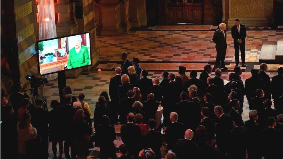 World leaders watched the Queen's message on video