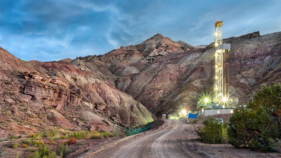 A fracking drill rig