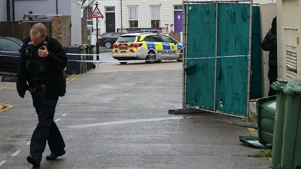 A police officer at the scene