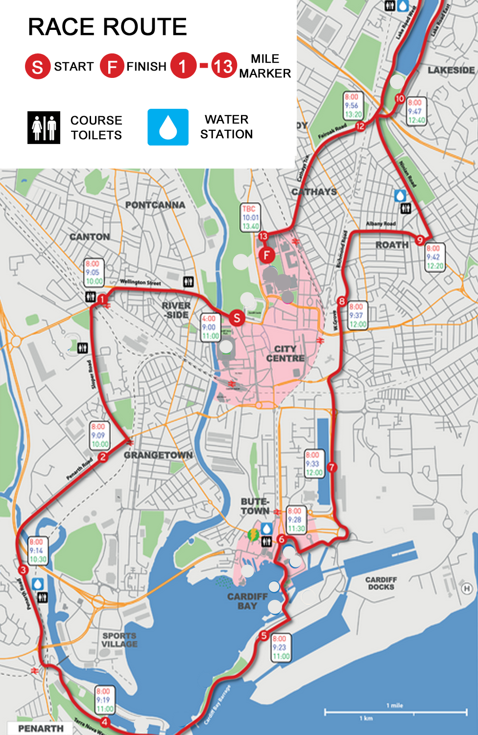 Cardiff Half Marathon route