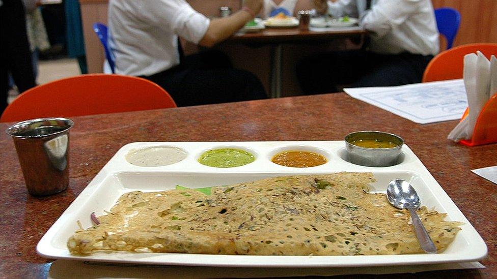 Hotel Saravana Bhavan, a South Indian food restaurant at Janpath Road in New Delhi, India