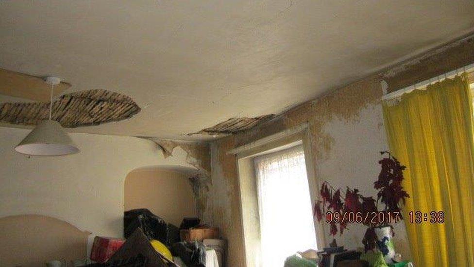 Ceiling fallen down in tenant room