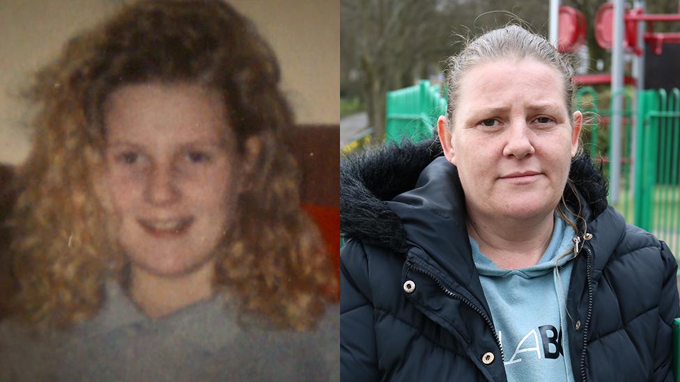 Pictures of Sally Ambridge as a young woman and as she looks now