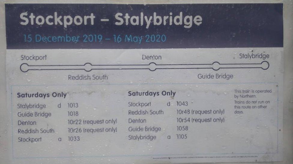 Timetable for Denton station