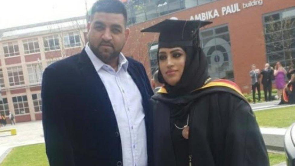 Areema Nasreen on her graduation day with her husband Fasil Tahseen