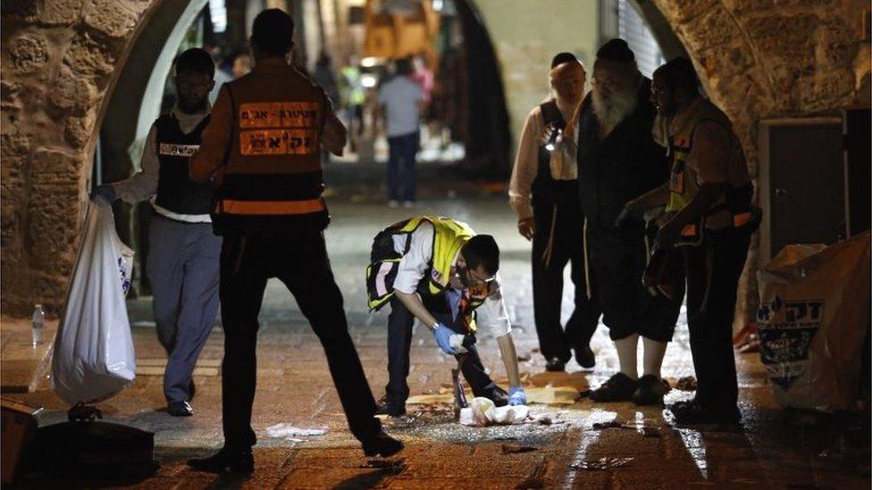 Scene of stabbing in Jerusalem's Old City (03/10/15)