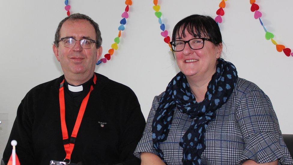 The Reverend Richard Coles with Lisa Cairns, the acting director of nursing, at St Andrew's Healthcare