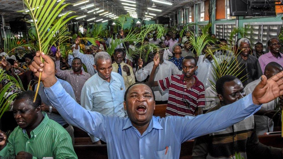 A church service in Tanzania - with no social distancing