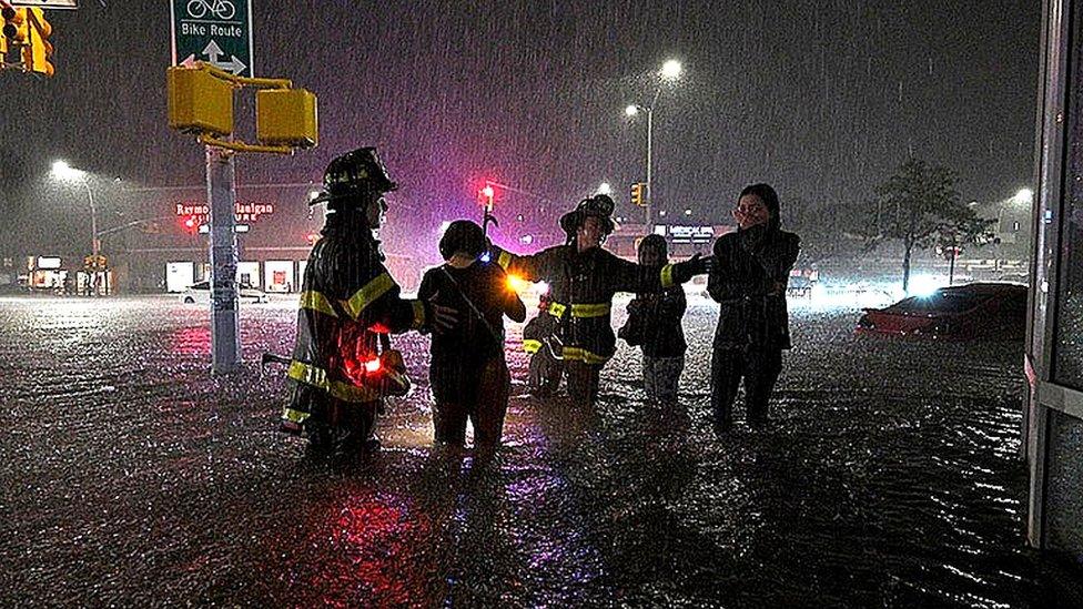 Flooded streets in New York City