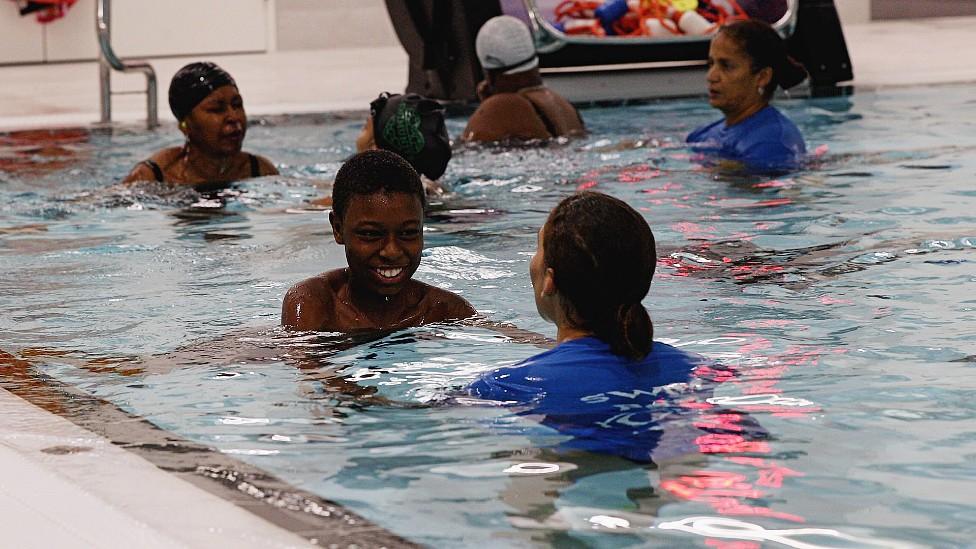 Swimmers in pool