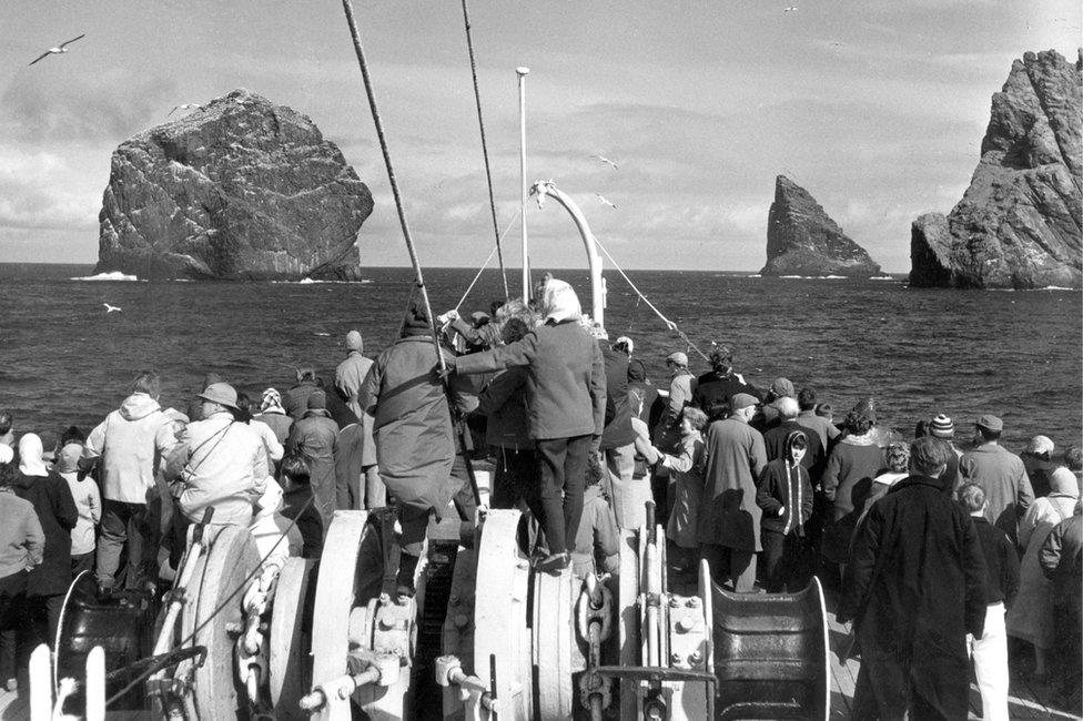 Tourists visiting St Kilda in the 1970s