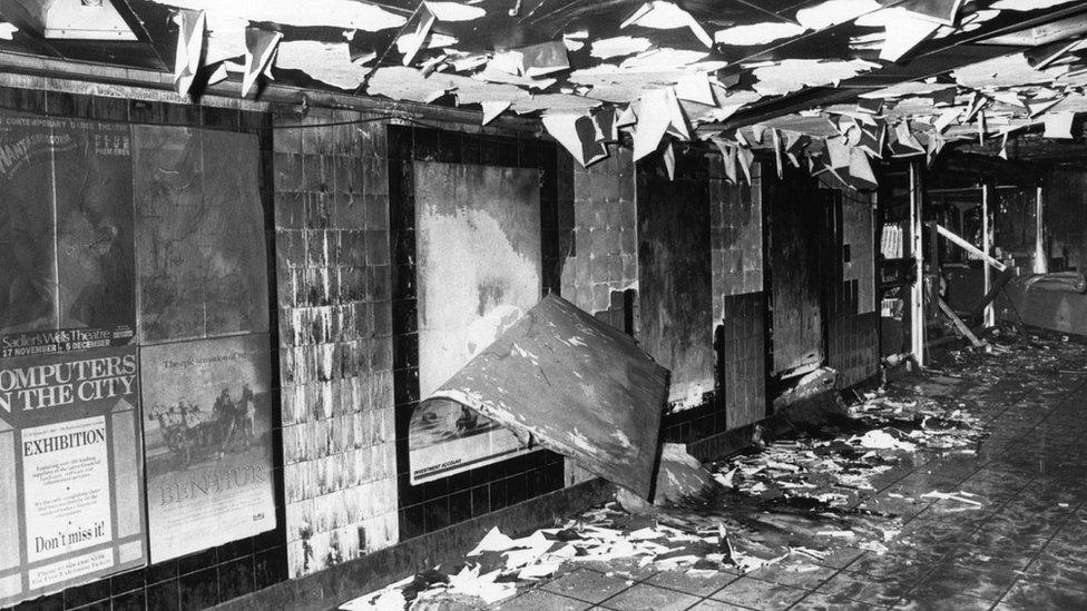 The remains of the booking hall after the fire at King's Cross Underground Station