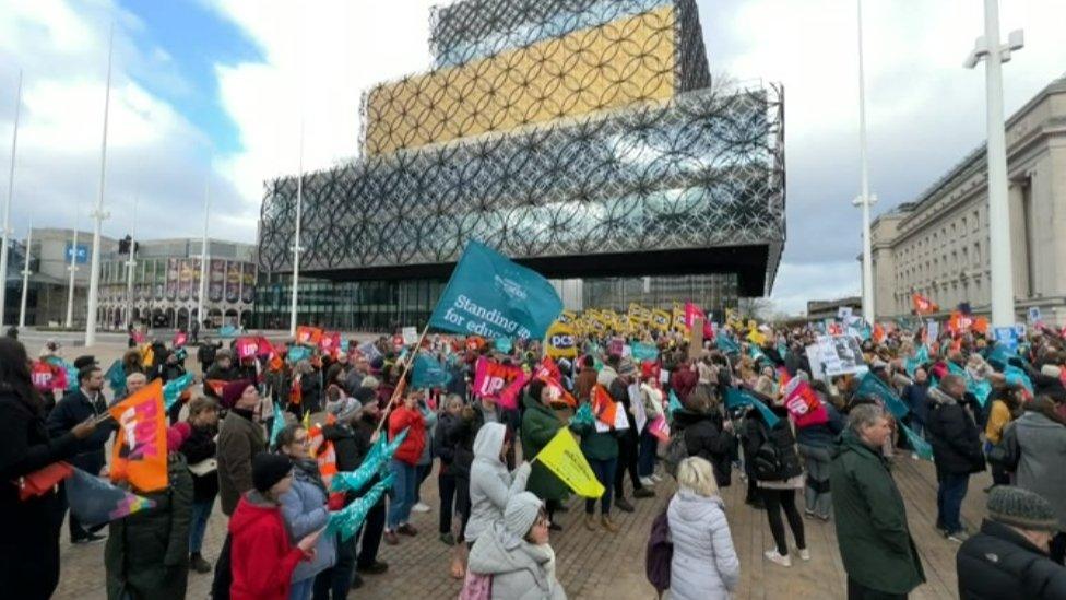 Strike rally in Birmingham Centenary Square