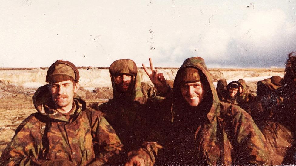 Will with comrades on Sapper Hill