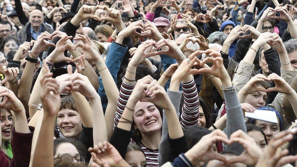 Anti-racism demonstrators in Milan