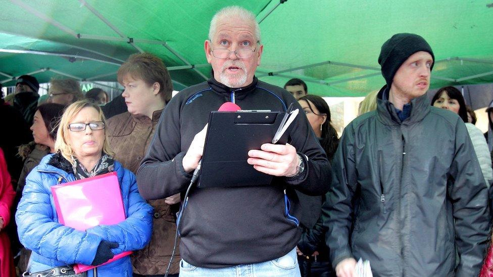 Gerry Carroll addressed the crowd saying there was a "massive issue" in the school