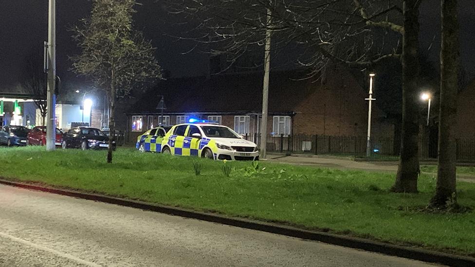 Police cars at the crash scene