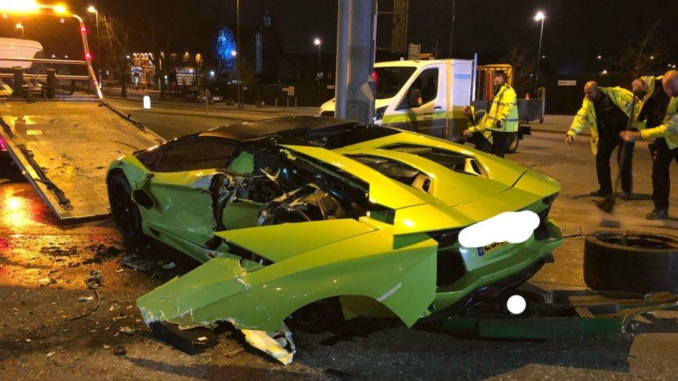 Smashed up Lamborghini