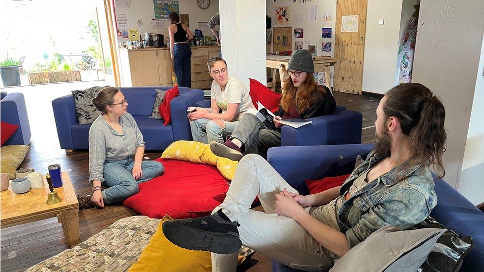 Common room in the basement of Edinburgh Student Housing Co-op