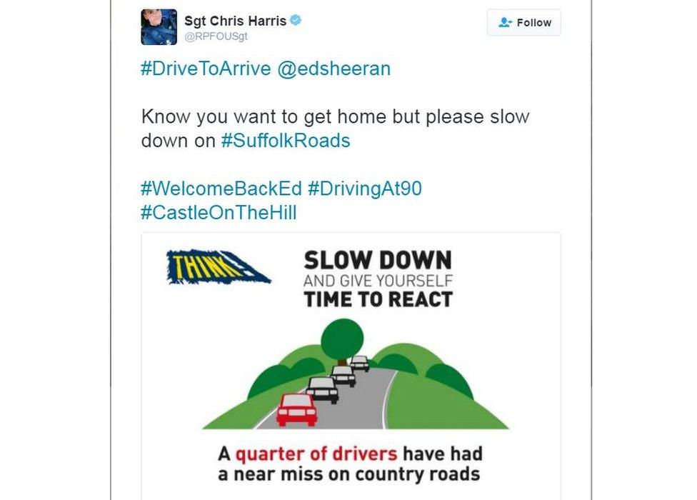 Tweet by Sgt Chris Harris