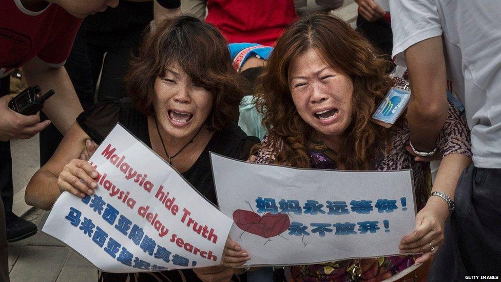 Grieving families of MH370 victims held a protest at the Malaysian Embassy