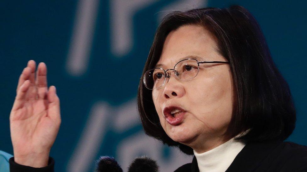 Taiwan President Tsai Ing-wen speaks during an election campaign in Keelung City, Taiwan, 09 January 2020