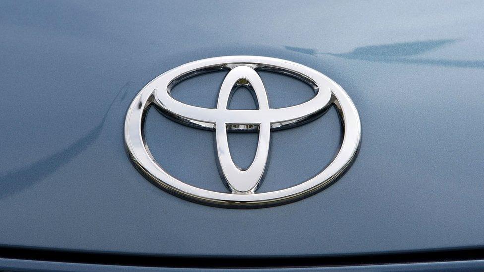 Toyota badge on car bonnet