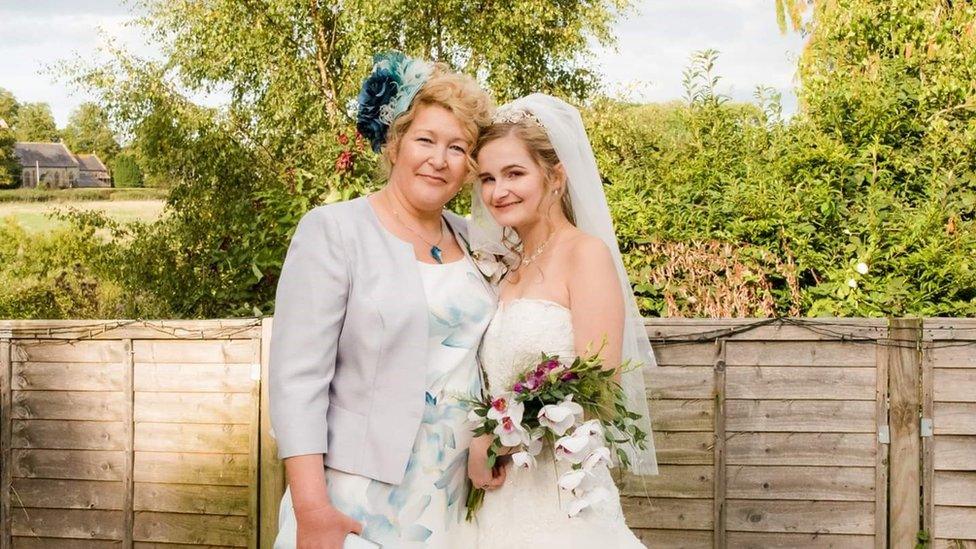 Natasha with her mother Claire on her wedding day