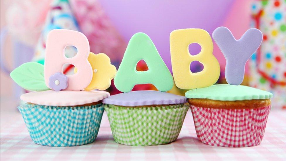 Cupcakes with baby written on