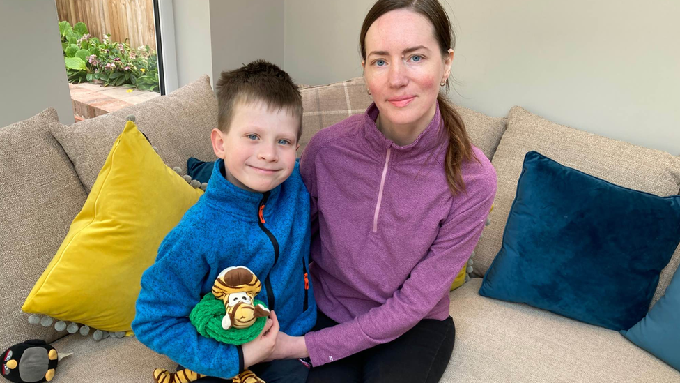 Anna Kolomiichuk and her son at the home of North Norfolk MP Duncan Baker