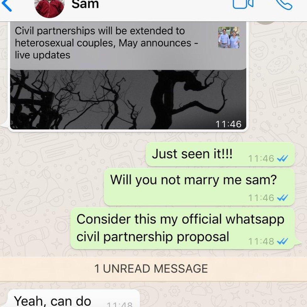 Catherine Oakley's whatsapp proposal