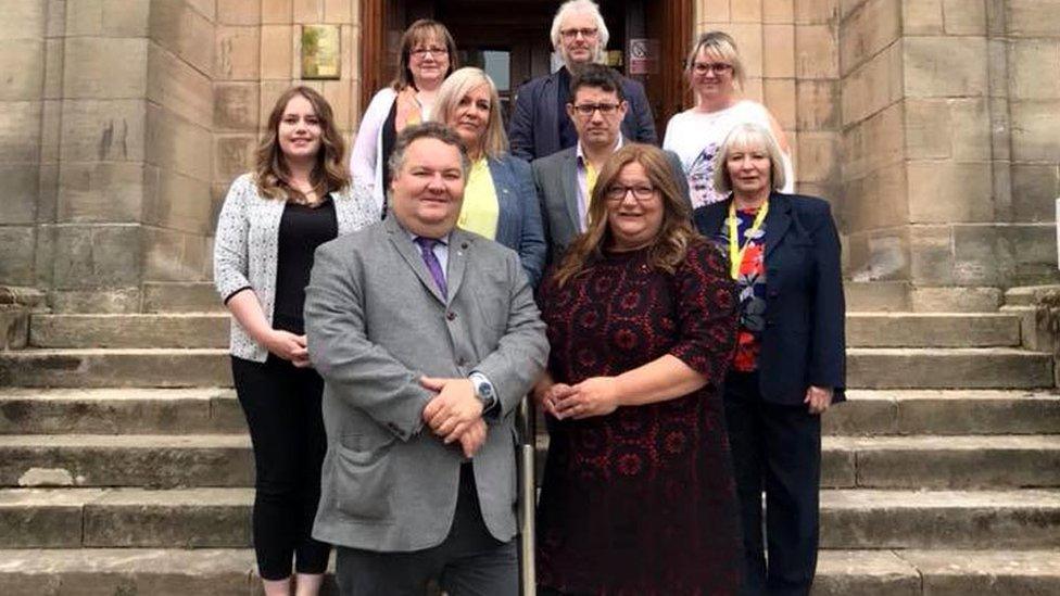 The new SNP administration with Graham Leadbitter and Shona Morrison at the front.