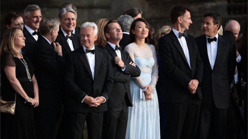 Members of the cabinet and business leaders are at the Blenheim Palace dinner