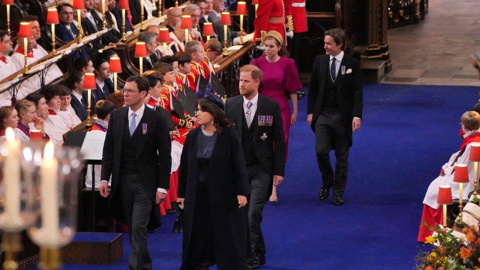 Prince Harry arriving at the service