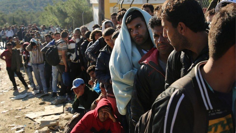 Migrants and refugees in Lesbos, Greece