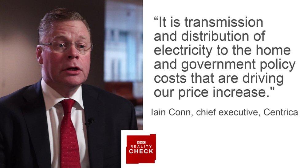 Ian Conn saying: It is transmission and distribution of electricity to the home and government policy costs that are driving our price increase.