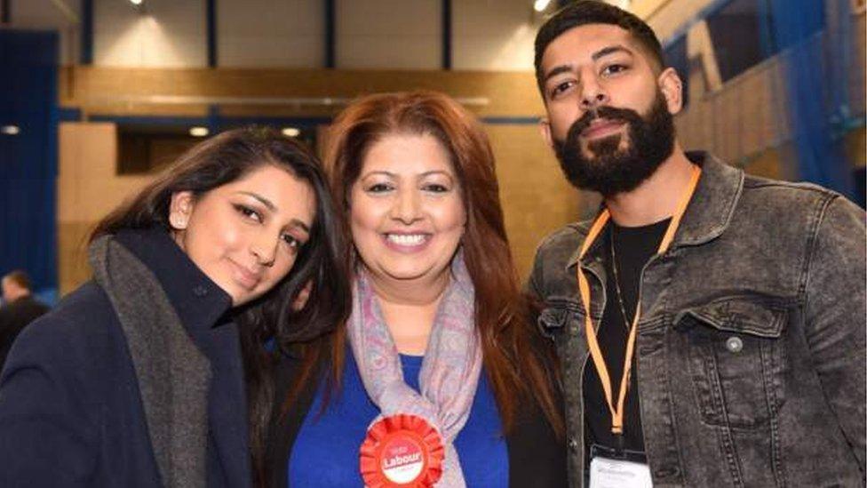 Asha Mattu (centre) at the election results