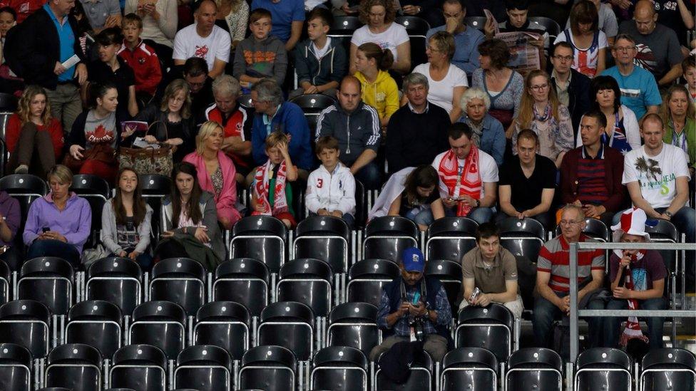 Spectators at an Olympic event at the London 2012 Games