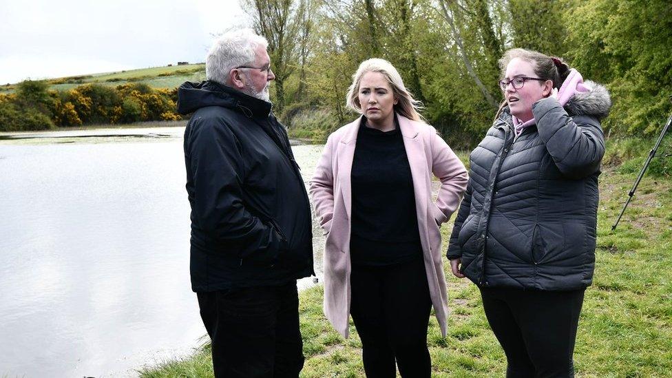 Members of Lisa Dorrian's family at the scene of the search for her body