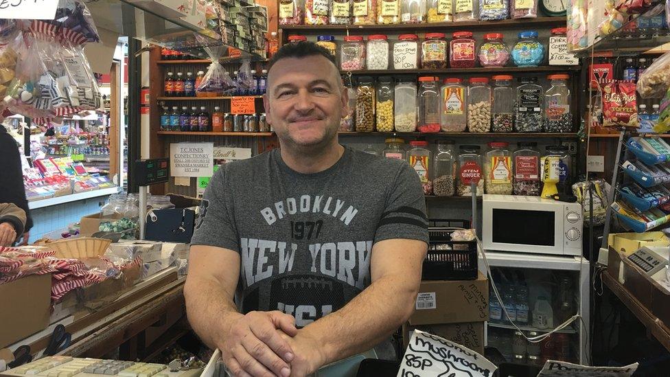 Tim Jones, 50, who owns the sweet shop in Swansea Market, voted leave.