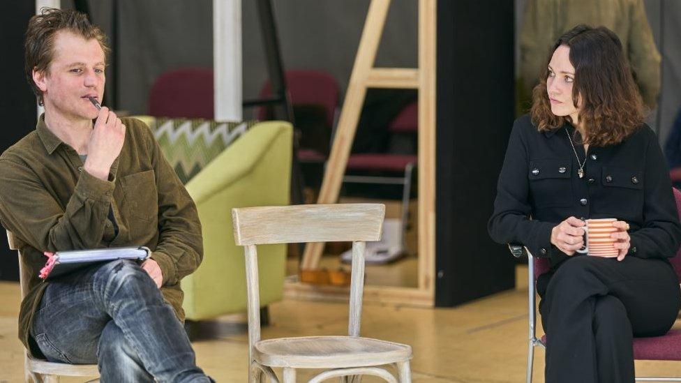 Johnny Flynn and Tuppence Middleton in rehearsals